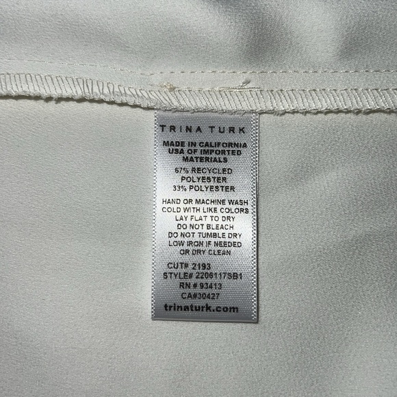 NWT Trina Turk Women’s Scoop Neck Rejoice Top Split Long Sleeves White Large - Picture 7 of 7